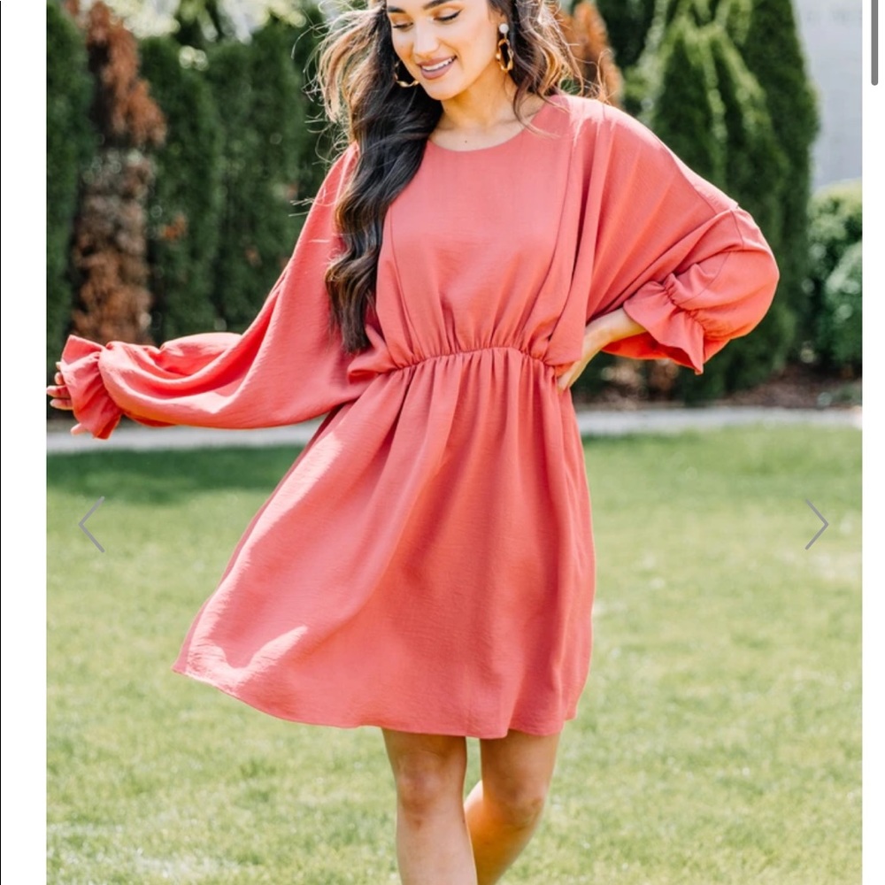 Salmon pink Marsala dress